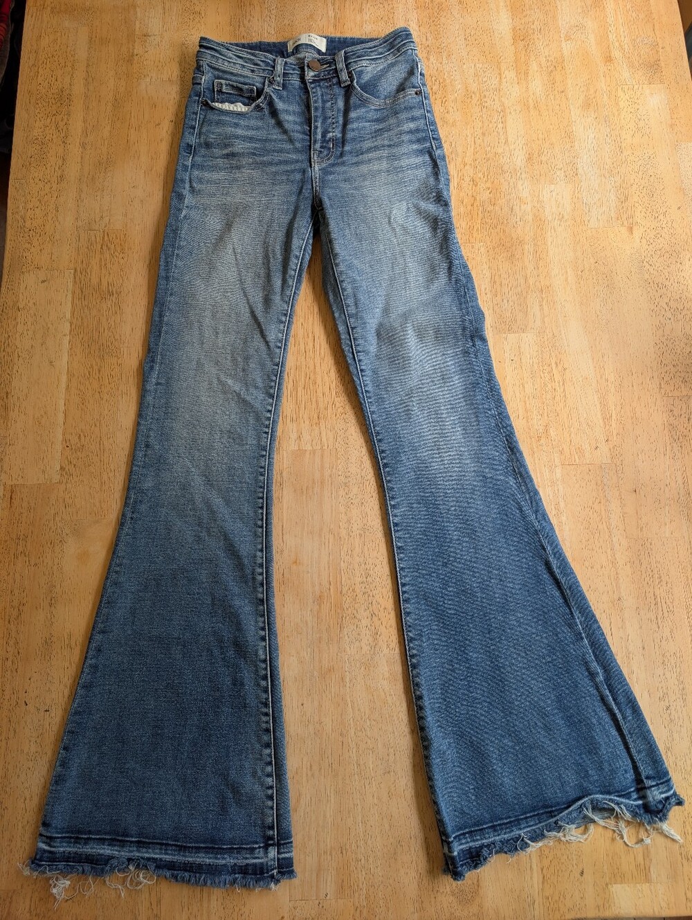 BKE Billie Bell Bottom, Boot Cut, Wide Leg, Blue Jeans